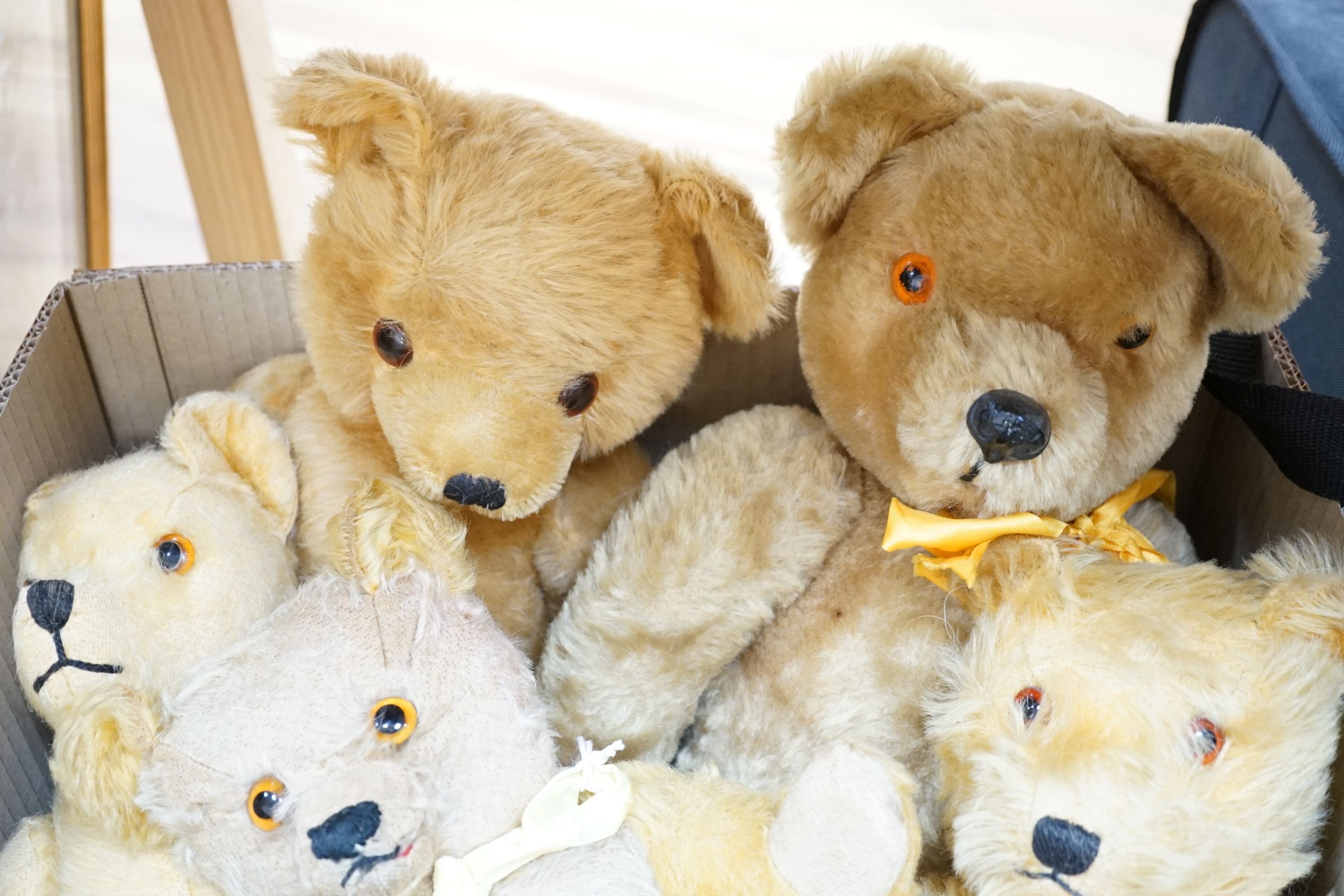 5 English Teddy bears, 1960’s, including Pedigree & Chiltern